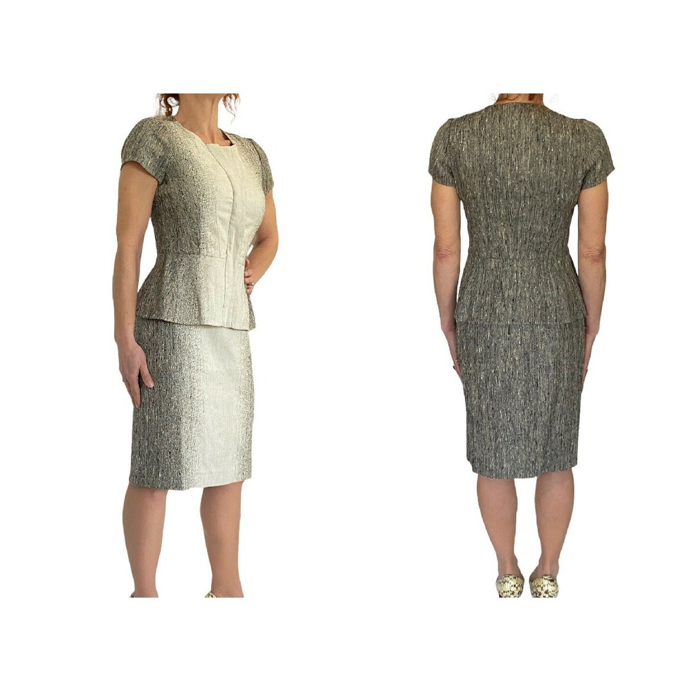 Narciso Rodriguez Silk Blend Ombre Tweed Runway Short Sleeve Skirt Suit Set 40 4